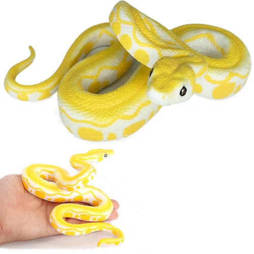 Higherbros Realistic Fake Snake Toy Rubber Gag Toys- Python Snake Action Figure for Halloween Prank Props, Fake Snake Scare Birds and Squirrels, Boa Constrictor Figurine Scary Prank Toys for Kids