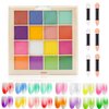 Joyeee Nail Pigment Powder Palette, 16 Colors Solid Nail Powder Pigment, Perfect Nail Design with Ultra Fine Powder, Ombre Nail Powder For Nail Art, Includes 6 Sponge Sticks