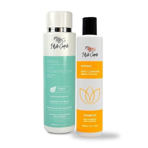 I Belli Capelli Venice Organic Keratin Hair Treatment Straightening, Smoothing Keratin 16.9 fl.oz + Deep Cleansing Shampoo 10 fl.oz- keratina Organica Sin Formol Para Alisar el Pelo - Complete Set