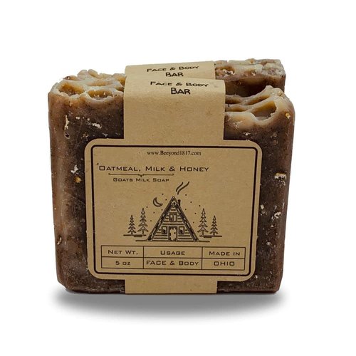 Goat Milk Soap Oatmeal, Milk and Honey (Two Pack) 5 Ounces Each All Natural Moisturizing Sensitive Skin
