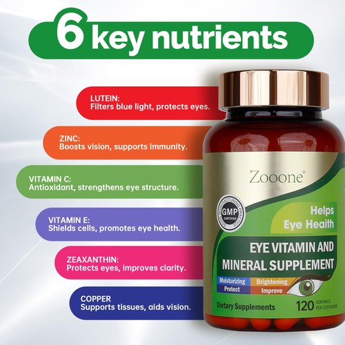 zooone- 120pcs Lutein Eye Vitamins Supplement for Macular Health and Dry Eye, Contains Lutein, Zinc, Vitamins C/E & Zeaxanthin to Support Eye Health