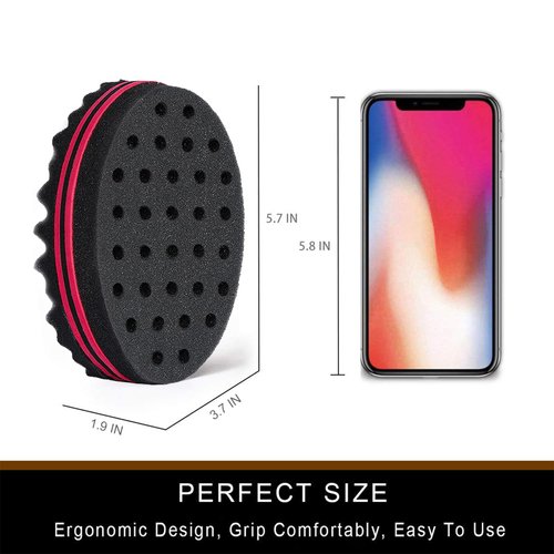 Magic Twist Hair Sponge, Barber Hair Brush Sponge, Styling Tool For Afro Curl, Coils, Dreadlocks (2 PACK)