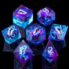 YEMEKO Beholder'S Eye DND Dice- Dragon Eye Liquid Core Sharp Edge Handmade Dice Set for Dungeons and Dragons Ttrpg, Multi-Sided RPG Polyhedral Resin Roleplaying(Blue Purple