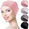 Zhanmai 4 Pieces Fiber Sleep Cap Multifunctional Skull Caps Headwear Frizzy Hair Sleep Hat Breathable Hair Sleeping Cap Helmet Liner Hard Hat Beanie Cap for Women Black