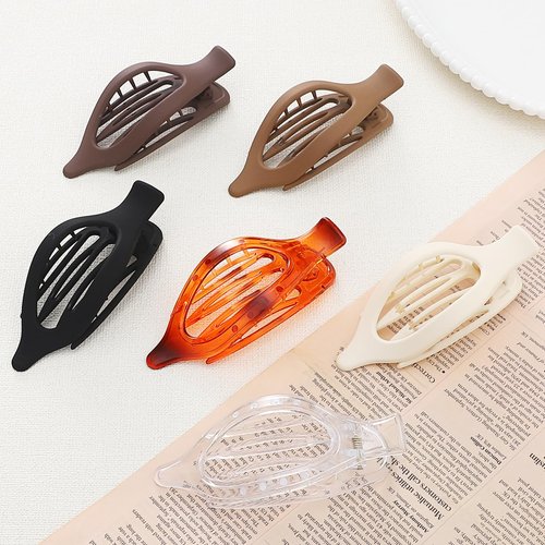 CHANDAT Flat Hair Clip 6 pcs Lay Down Claw Clips Hair Accessories for Women -Transparent