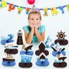 12Pcs Nautical Party Supplies Cruise Ship Birthday Honeycomb Centerpieces for Ocean Party Decorations Ship Theme Table Honeycomb for Ocean Cruise Liner Nautical Theme Birthday Baby Shower Party Favors