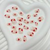 Square Press on Nails Short Fake Nails with Heart Design Nude False Nails Full Cover Acrylic Artificial Nails Glossy Glue on Nails Stick on Nails for Women Manicure Decoration 24Pcs