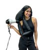 Dompel Black Hooded Hair Dryer, Satin Diffuser Cap | Enhance Hair Drying, Reduce Frizz, Protect Hair, Diffuser Cap Curly |100% Satin Universal Fit for Most Hair Dryers | Elastic Band | (M)