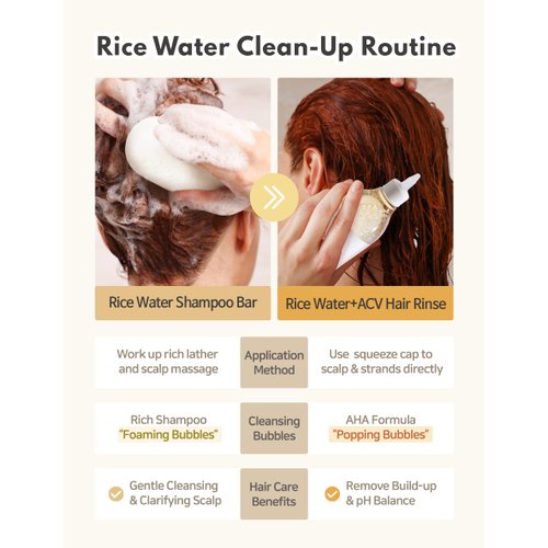 mimosu Rice Water Shampoo and Conditioner Set | Rice Water for Hair Growth Routine Shampoo and Conditioner for Women Hair Loss | Rice Water Shampoo Bar & Apple Cider Vinegar Hair Rinse