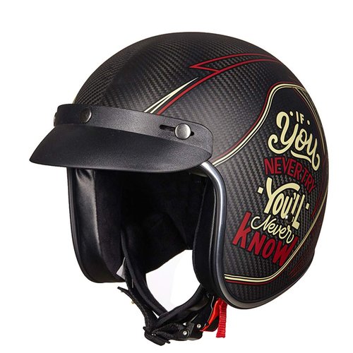 VCOROS Helmet Peak Shield Open Face Retro Motorcycle Helmet Sun Shade Protector Black Shield（Black