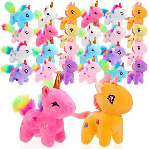 24 Pcs Mini Plush Unicorn Operation Christmas Stuffed Animals Unicorn Party Favors Bulk Toys DIY Unicorn Plush Keychain Small Stuffed Animal for Birthday Wedding Party Gift Classroom
