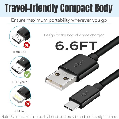 Qnanw USB C Charger Cable Compatible with for Jitterbug Lively Smart 3rd Generation, Jitterbug Flip 2nd Generation USB Wall Charging Type C Charger Cord -6.6Ft