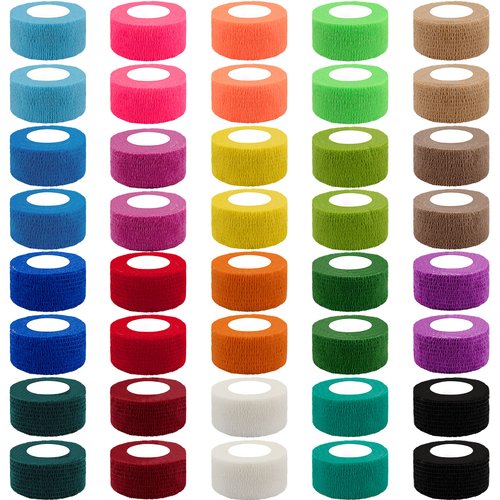 BQTQ 40 Rolls Self Adherent Wrap 1 Inch Self Adhesive Bandages Wrap Stretch Bandage Tape Self Stick Bandage Wraps for Wrist Ankle Swelling Sprains(20 Colors)