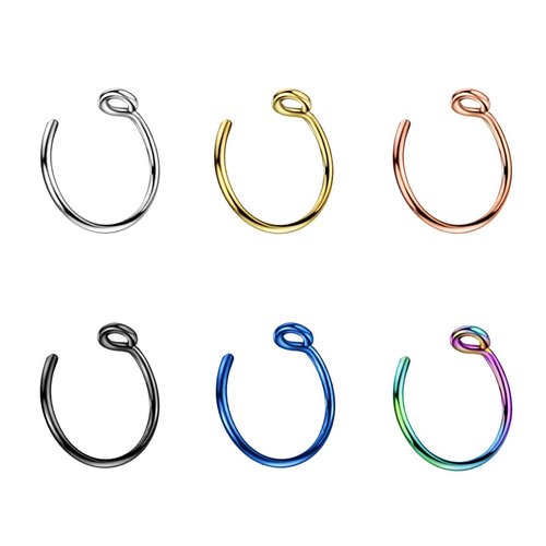 8mm Fake Nose Ring Fake Piercings Non Pierced Nose Rings Hoop Clip On Nose Ring for Women Mens Faux Septum Nose Rings
