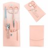 SHICEN Manicure Set, Professional Women Nail Clippers Kit 4PCS， Stainless Steel Nail Cutter Care Tools Professional Grooming Kits, PU Leather Travel Case （rose gold）