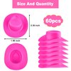 60 Pieces Plastic Mini Western Cowboy Hats Cowgirl Hats, Miniature Cute Toy Doll Hats Doll Dress Up Party Accessories for Dollhouse Decor (Pink)
