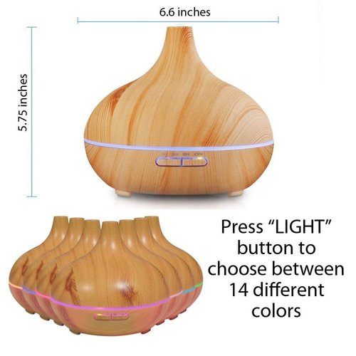 Aroma Essential Oil Diffuser, JoySusie 500ml Wood Grain Ultrasonic Cool Mist Whisper-Quiet Humidifier with Color LED Lights Changing & 4 Timer Settings, with Remote Control (Brown)