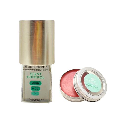 Bath & Body Works Silver Metallic Wallflowers Scent Control Fragrance Plug and a Strawberry Lip Balm