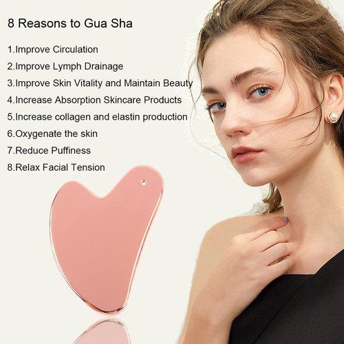 Ditind Stainless Steel Gua Sha Facial Tools, Rose Gold Gua Sha Tool, Stainless Steel Guasha Tool for Facial and Body SPA, Guasha Massage for Toxins Prevents Wrinkles and Body SPA Acupuncture Therapy