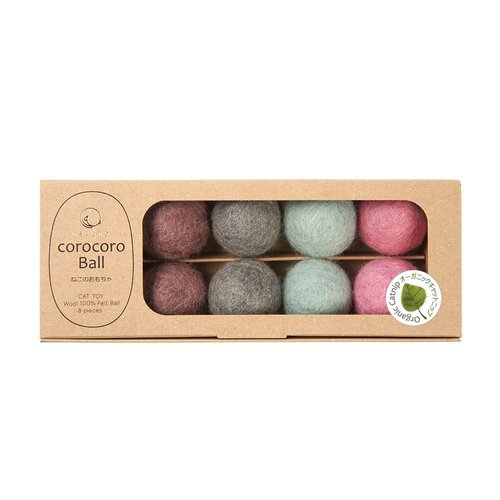 necono Cat Toy Felt Ball 8 X 1.18 inches Balls Set, Colocolo Ball with Organic Catnip, Light-Weight Handmade
