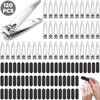 120 Pcs Nail Clippers and Nail File Set Bulk Stainless Steel Nail Cutter Thick Finger Toe Nail Clipper Mini Wood Emery Board Double Sided Nail File Polish Buffers for Manicure Pedicure Beauty Salon