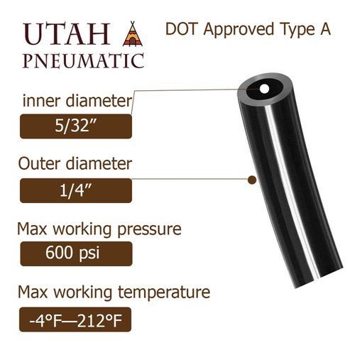 utah pneumatic 1/4 Dot Air Line 0.25" Od 32.8 Feet 10 Meters Saej844 Nylon 1/4 Hose Dot Approved For Air Tubing Air Brake System Or Fluid Transfer 1/4" Air Hose (1/4 Air Line)