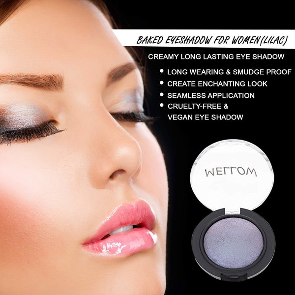 Mellow Baked Eyeshadow (Lilac) - Creamy Long Lasting Eye Shadow for Everyday Makeup - Highly Pigmented Vegan, Cruelty-Free & Paraben Free Eye Makeup Cosmetics - Lilac - Lilac