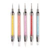 FULINJOY 5PCS Dual-Ended Nail Art Sculpture Pen Dotting Tools, Silicone Nail Polish Brushes Stainless Steel Carving Drawing Dotting Tool, Acrylic Rhinestone Handle, Nail Art Tools