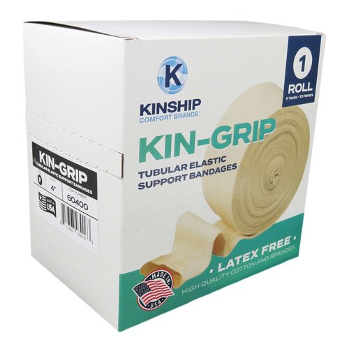 KinGrip Tubular Elastic Support Bandages by Kinship Comfort Brands Tubular Bandage Protects Fragile Skin Latex-Free Wound Care for Edema and Lymphedema Support | Made in USA | Size F 4”x10 MTR