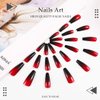 CLOACE Long Coffin Press on Nails Red Ombre Fake Nails Glossy Ballerina False Nails Gradeint Full Cover Acrylic Nails Halloween Party Nails for Women and Girls (Pack of 24)