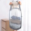 Larpur Popup Mesh Laundry Basket, Collapsible Laundry Hamper Portable Clothes Washing Laundry Hamper with Reinforced Carry Handles for Home, Dormitories, Travel, Apartments (Grey)