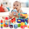KADAYAYA Montessori Baby Toy for 6 12 18 Months,Teether Rattle Toy Tissue Box Pull String Crab Toy,Infant Sensory Toys Shape Storage Bin,Stacking Cup Toy Gift for Toddlers Boys Girls 1 2 3 Year Old