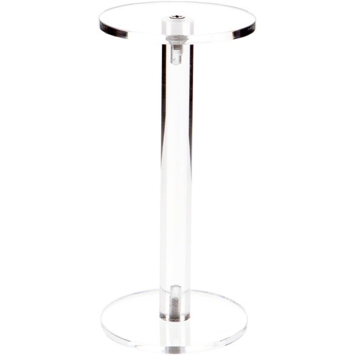 Plymor Clear Acrylic Round Barbell Pedestal Display Riser 6.375 inches (Height) x 3 inches (Depth) (3/16 inches Thick)