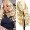Synthetic Lace Front Wig 613 Blonde Wig Long Body Wave Synthetic Wigs for Women Transparent Lace Wig with Baby Hair 180% Density Daily Wear Wig 30 inch