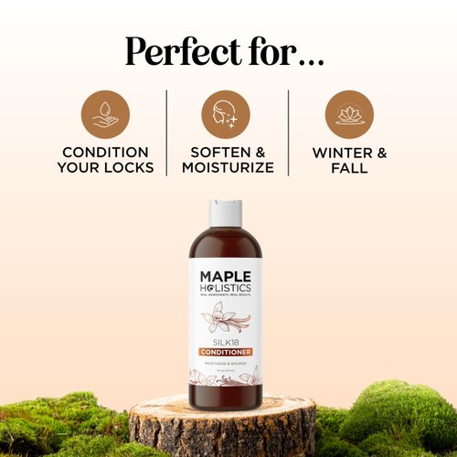 Maple Holistics Hair Conditioner for Damaged Dry Hair - Silk Protein Conditioner with 18 Natural Oils for Frizz Control & Shine - Hydrating Conditioner for Curly Hair (16 Fl Oz)