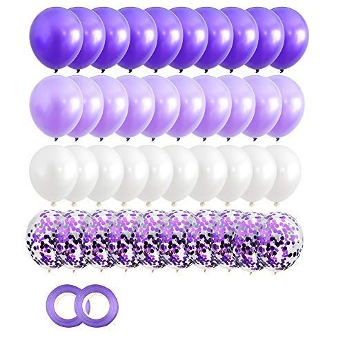 40PCS Purple Gradient Balloons 12 inch Confetti Balloons & Latex Balloons for Wedding Baby Shower Birthday Carnival Party Decoration Supplies