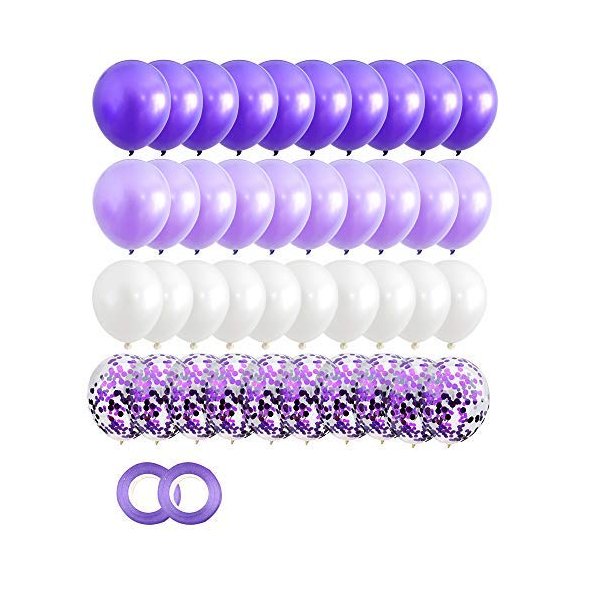 40PCS Purple Gradient Balloons 12 inch Confetti Balloons & Latex Balloons for Wedding Baby Shower Birthday Carnival Party Decoration Supplies