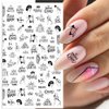 Black Nail Art Stickers Decals 8Sheets Love 3D Nail Art Stickers Heart English Letter Geometric Design Nail Foils Sexy Girl Rose Flowers Leaves Adhesive Stickers for Valentine's Day Nail Decoration