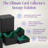 Durable Double Deck Box with Dice Tray - MTG Deck Box Commander Friendly - Protects 200+ Double Sleeved Cards - Designed for MTG Commander Deck Box with Sideloading Card Trays (Green Interior)