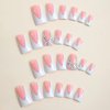 24 Pcs French Tip Press on Nails Long Fake Nails with Glue Shiny Rhinestone Glue on Nails for Women Full Cover False Nails with Design Duck Nails Press ons Artificial Stick on Nails for Daily Wear
