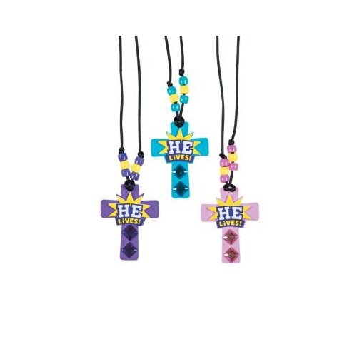 Queen of the Castle He Lives Necklace Craft Kit - Makes 12 Religious Craft Kit for Sunday School Bible Studies Easter Activities