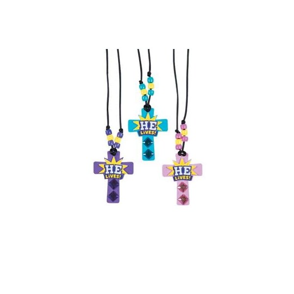 Queen of the Castle He Lives Necklace Craft Kit - Makes 12 Religious Craft Kit for Sunday School Bible Studies Easter Activities