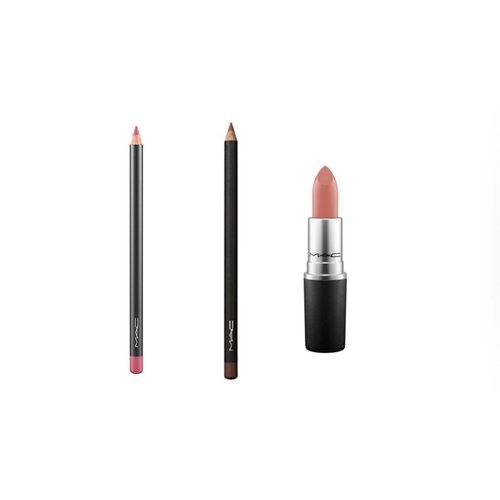 Bundle: MAC Lip Pencil Soar 1.45g, MAC Lip Pencil Spice 1.45g, MAC Lipstick Velvet Teddy 3g