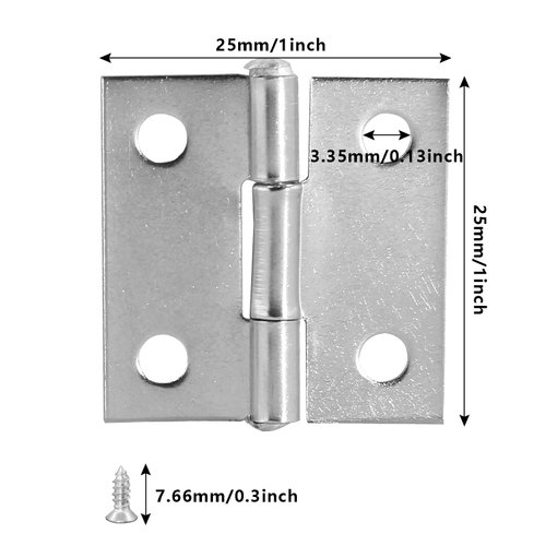 Piutouyar 6Pack Butt Hinge 1 Inch Mini Hinges 304 Stainless Steel Hinges Small Cabinet Hinges Folding Craft Hinges with Mounting Screws for Boxes Gate Drawer