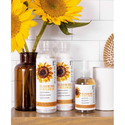 RUSK Puremix Blooming Sunflower Volumizing Conditioner, Sunflower Seed Extract Maintains Moisture and Protects Color, 12 oz.