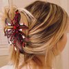 BARTOSI Flower Hair Claw Clips Gold Handmade Copper Wire Floral Hair Clip Rhinestone Beaded Claw Clips Thick Hair Hair Accessories for Women