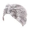 DECOU female Sparkly Sequin Twist Pleated Hair Wrap Stretch Turban S232 (Silver)