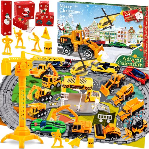 2024 Advent Calendar,24 Days Christmas Countdown Calendar Vehicles City Construction Cars Engineering Excavator Set,Christmas Vacation Advent Calendar for Boys Girls