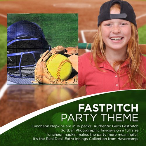 Havercamp Girl's Fastpitch Softball Party Luncheon Napkins 16 per Package