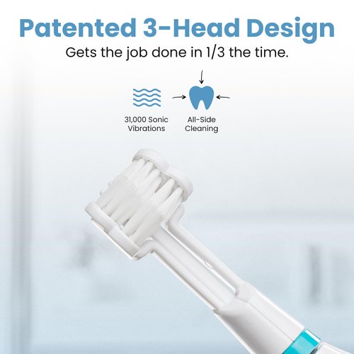 Triple Bristle GO 3 Sided Toothbrush | Sonic Toothbrush/w Soft Nylon Bristles | Autism Toothbrush for Kids & Special Needs Toothbrush | 3 Sided Toothbrush Adult & Kids Travel Friendly